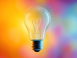 Bright Clear Light Bulb on Colorful Abstract Background