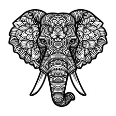 A beutiful vector Zentangle stylized and antistress coloring page elephant