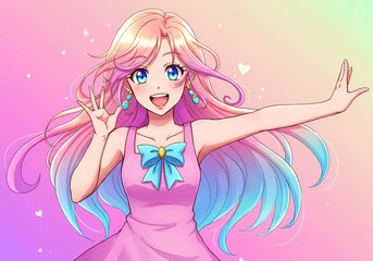 Pastel Dream: A Whimsical Anime Girl