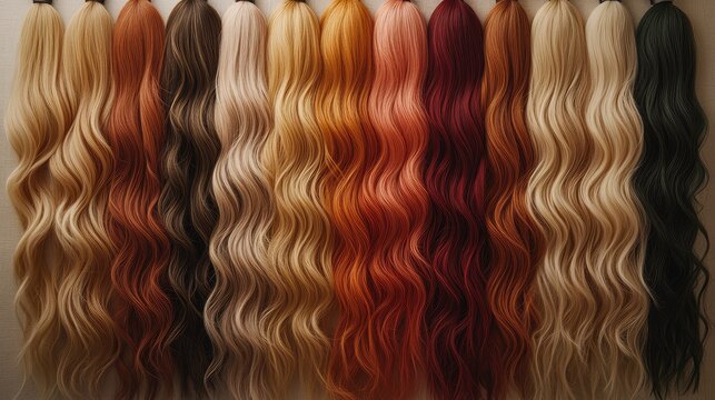 Vibrant hair extensions in various shades