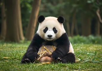 Obraz premium Adorable Giant Panda in its Natural Habitat