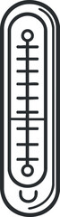Black and white line art icon of a thermometer measuring temperature with a scale and indicator marks