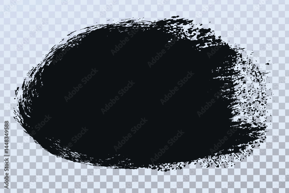Poster Grunge paint circles and strokes vector element Dirty artistic design elements isolated on white background. Black ink vector brush strokes