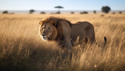Fototapeta premium Majestic Lion in Natural Habitat