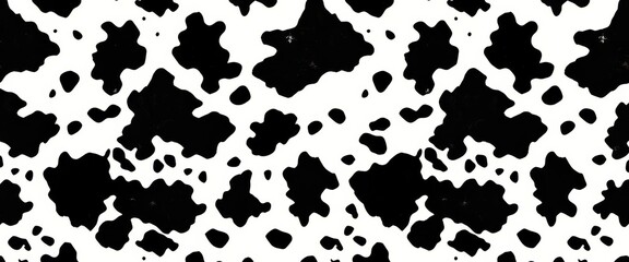 Classic black and white cowhide pattern, seamless repeat, animal print, black