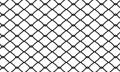 Seamless chain link fence on snow background.	
