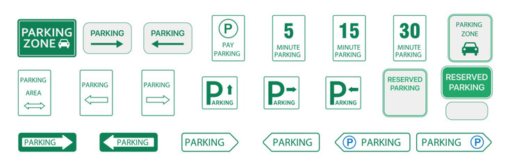 Parking icon set. Car Parking Icon. Parking and traffic signs isolated on white background.