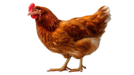 Ginger Hen: A singular hen with radiant ginger plumage showcases the exquisite details of its feathers, complemented by a striking red comb, creating a captivating display of avian elegance.