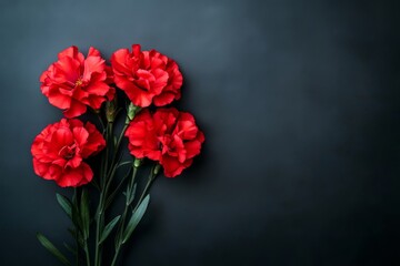 Vivid Red Carnations Dark Backdrop