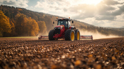 Fototapeta premium drone-assisted seeding system in modern AI-driven farm field