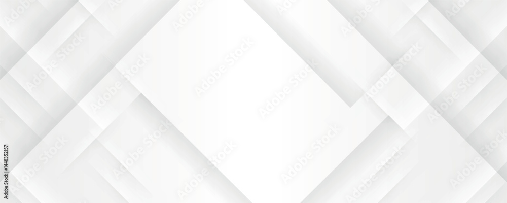 Aufkleber Abstract modern white and gray geometric diagonal overlay layer background. white geometric abstract background overlap layer on bright space