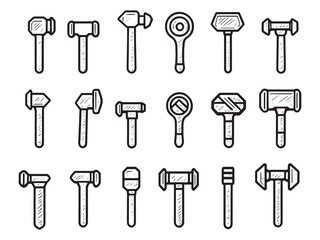 Abstract Line Art Representation of a Sledgehammer Icon
