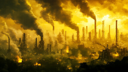 Obraz premium Industrial pollution cityscape