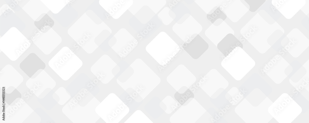 Poster 3D white geometric abstract background overlap layer on bright space with rounded rhomb effect decoration