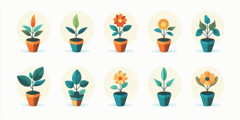 Fototapeta premium A set of vector icons illustrating a step-by-step guide to developing a new business idea, from brainstorming to market launch.