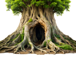 tree roots isolated on white