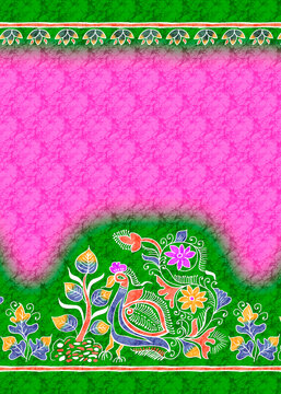 green floral frame colorful art work.....