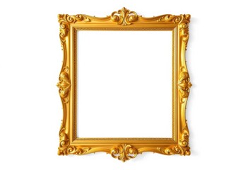 Elegant gold picture frame, ornate design, isolated on white, gallery, event