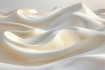 Obraz premium The serene beauty of ivory hued dunes is enhanced by ethereal undulations, enchanting motifs, and tranquil allure, creating a tactile and intricate landscape shaped by gentle zephyrs 
