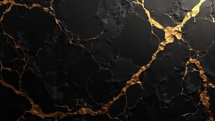 Abstract Black and Gold Marble Texture Background
