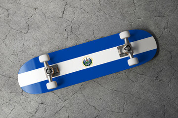 Skateboard with the flag of El Salvador 3D Rendering