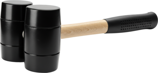 Double Ended Dead Blow Hammer with Ergonomic Wooden Handle and Rubber Grip