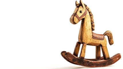 A wooden horse is sitting on a rocking horse