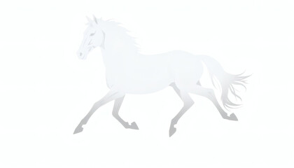 Dynamic Silhouette of Galloping Horse Isolated on Pure White Background for Equestrian and Action Designs
