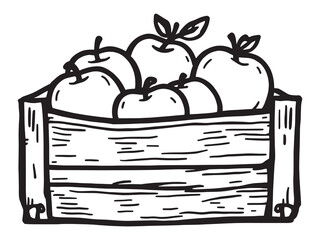 Apple Crate line art icon simple fruit graphic