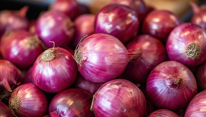 A Pile of Vibrant Red Onions, Fresh from the Farm, Ready for Cooking
