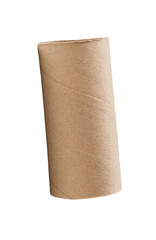 Side view of one tissue paper core or toilet paper tube after used out of paper isolated with clipping path in png file format