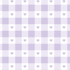 Seamless gingham check pattern with hearts