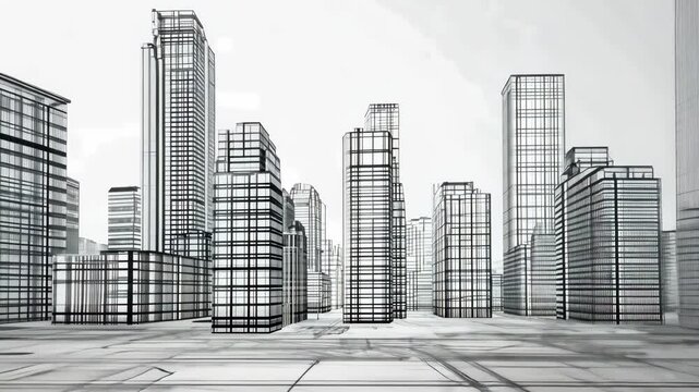 Dynamic urban skyline transformation with futuristic architecture