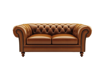 Isolated Classic Leather Loveseat Sofa