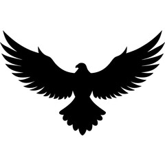 Naklejka premium Generate a silhouette of an eagle in flight, with its wings spread wide.