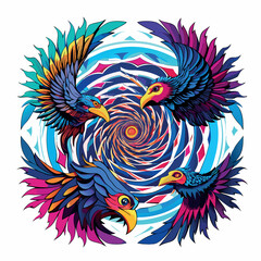 Obraz premium Trippy Eagle with Wound –Vector on White Background