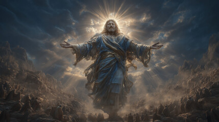 Fototapeta premium Ascension Day of Jesus Christ – Divine Glory and Heavenly Rise Depicted in Powerful Imagery