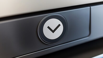 Close-up view of a downward-pointing arrow button.