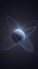 A planet with orbiting rings in space