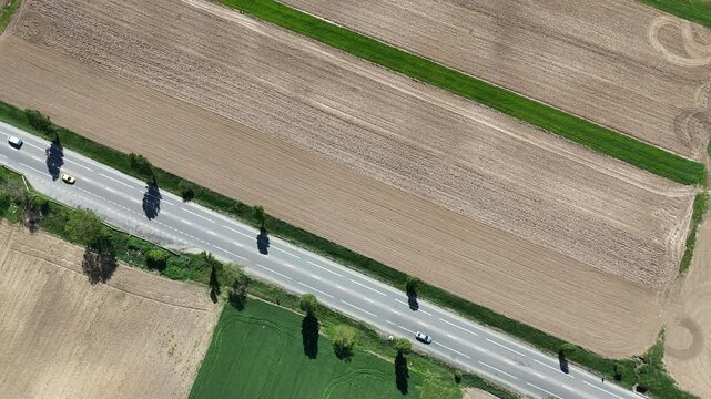 National road from Romania E85 aerial shoot