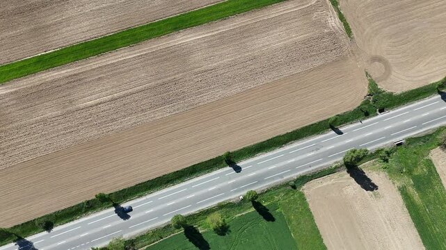 National road from Romania E85 aerial shoot