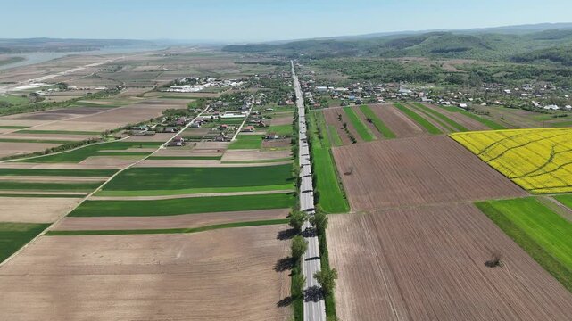 National road from Romania E85 aerial shoot