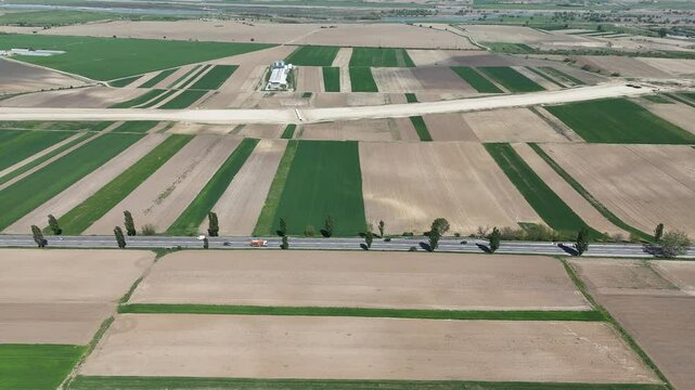 National road from Romania E85 aerial shoot