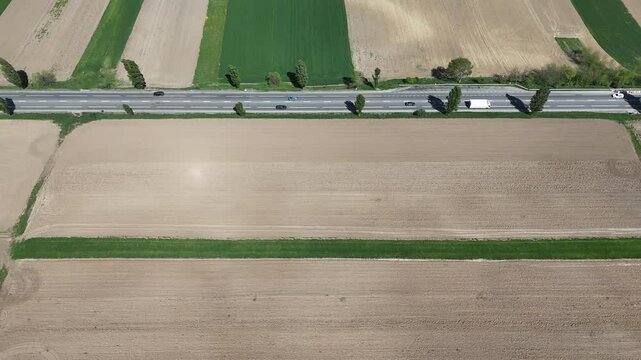 National road from Romania E85 aerial shoot