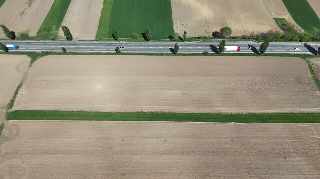 National road from Romania E85 aerial shoot