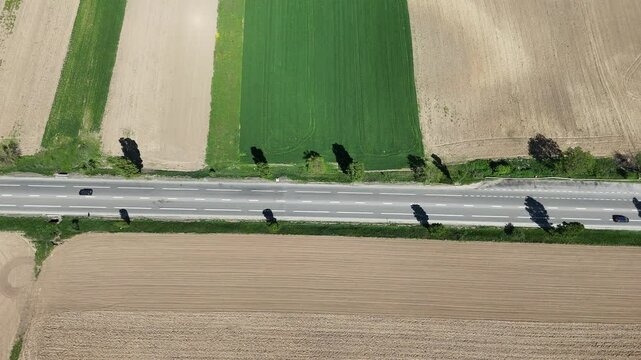 National road from Romania E85 aerial shoot