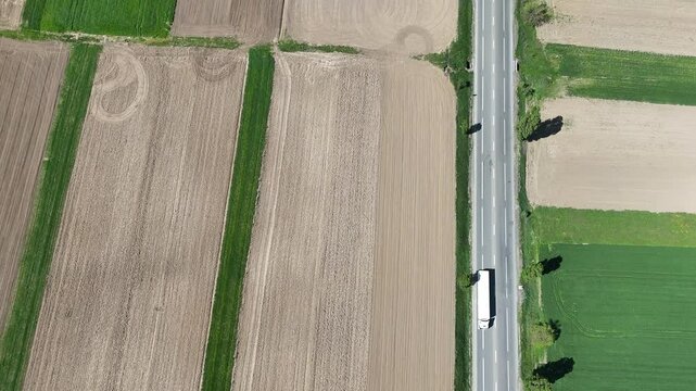 National road from Romania E85 aerial shoot