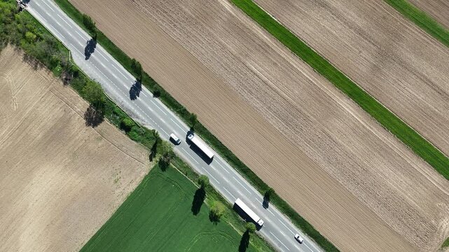 National road from Romania E85 aerial shoot