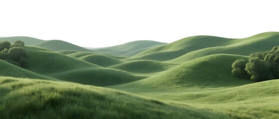 Green Hill Panorama with Transparent Background – Seamless Terrain Scene (AI Art)