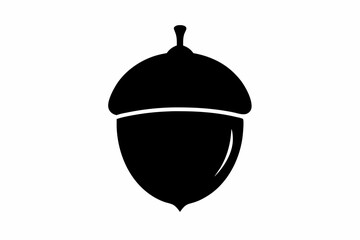 Fototapeta premium Single Acorn With Cap Silhouette Vector Illustration